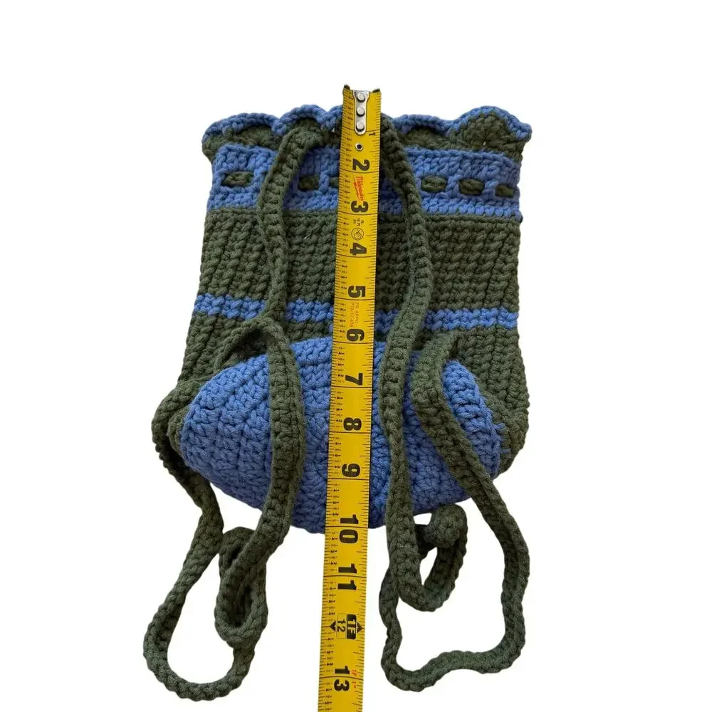Handmade Crochet backpack purse green blue Boho Shoulder Bag